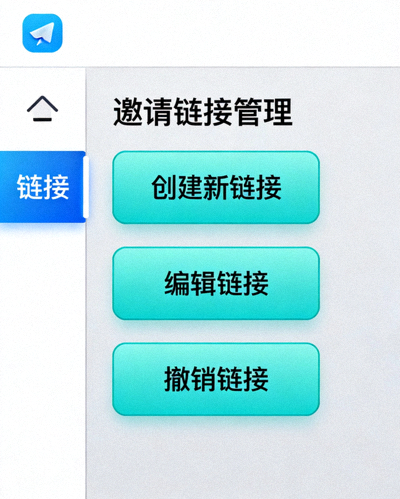 Telegram 电脑版邀请链接管理页面截图，展示创建、编辑和撤销链接的按钮