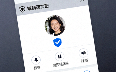显示电脑版 Telegram 语音通话界面，带有端到端加密的盾牌标识与通话控制按钮