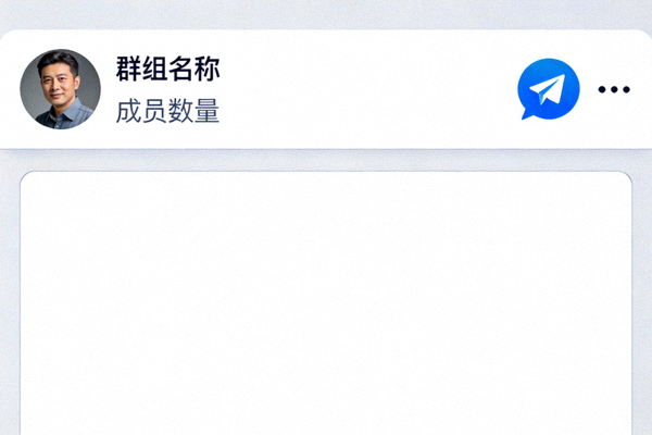 新创建的 Telegram 群组聊天界面截图，展示空白的聊天区域和顶部的群组信息栏